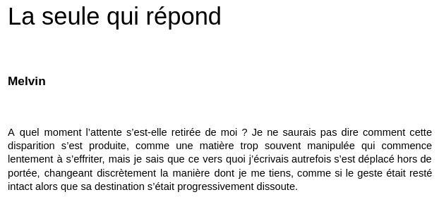 Extrait de la nouvelle La Seule qui répond